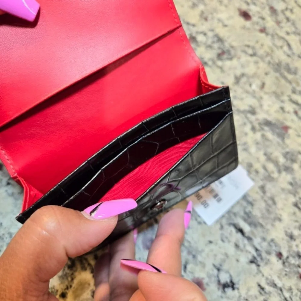NEW Christian Louboutin Loubeka Croc Embossed Patent Leather Business Card Case - Picture 9 of 9